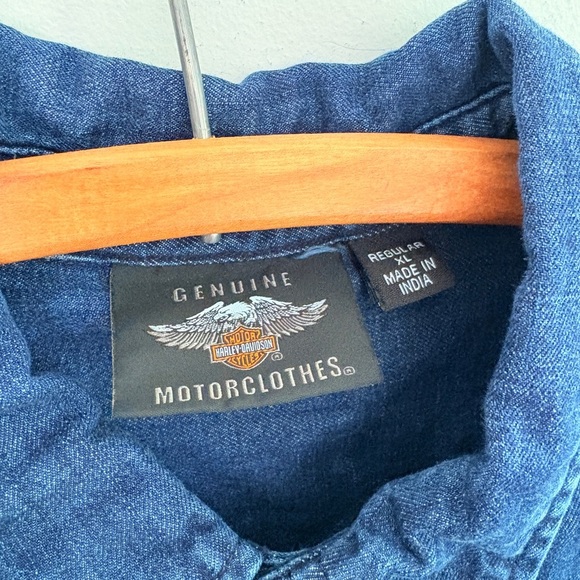 Harley Davidson Denim button up shirt XL men - Picture 3 of 7